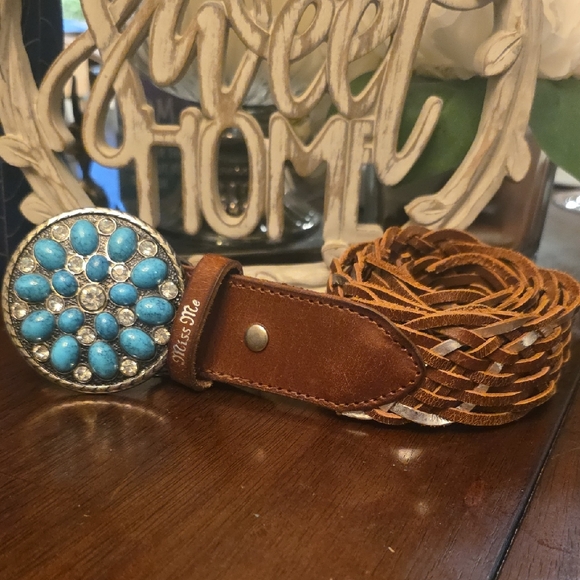 Miss Me Accessories - Miss Me Brown and Blue Braided Belt